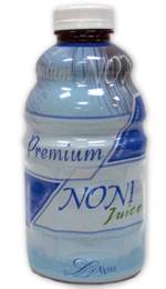 a bottle of organic noni juice