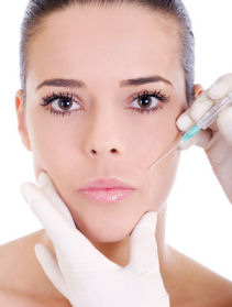 woman getting a cosmetic botox injection to eliminate wrinkles