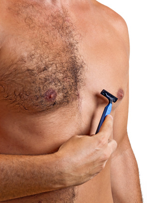 shaving of chest hair with a razor