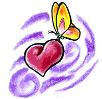 colorful butterfly and heart tattoo design